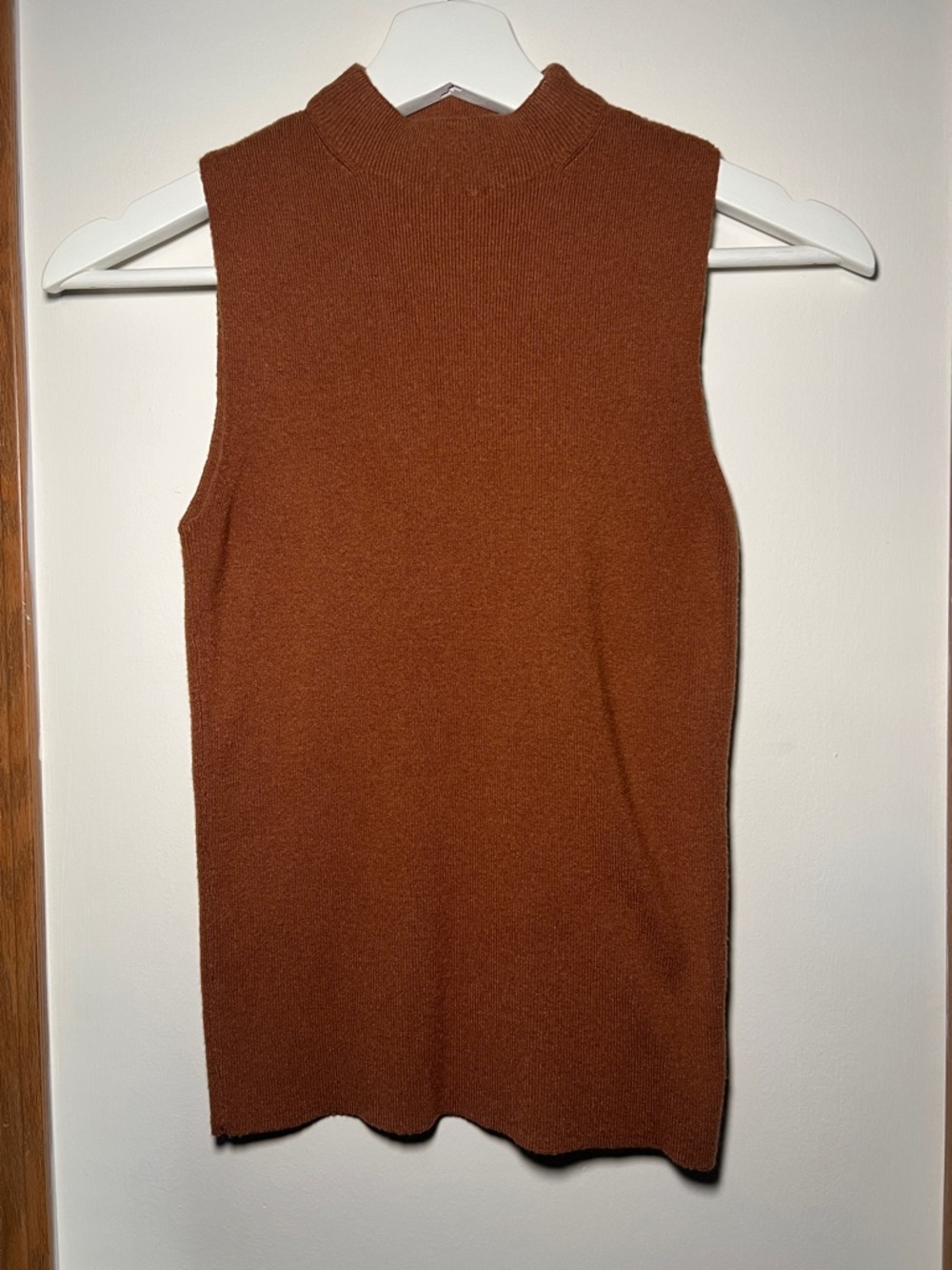 Sleeveless Mock Neck Knit Top - Rust